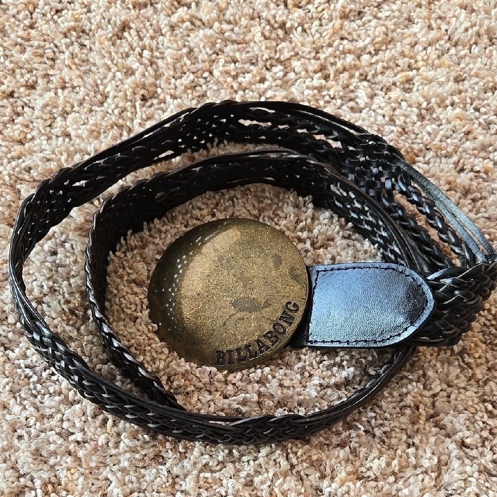 Billabong Black Braided Belt, s/med, euc